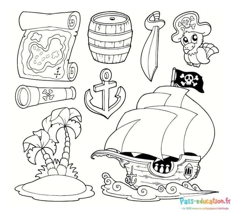 Coloriage Aventures de pirate à imprimer et colorier