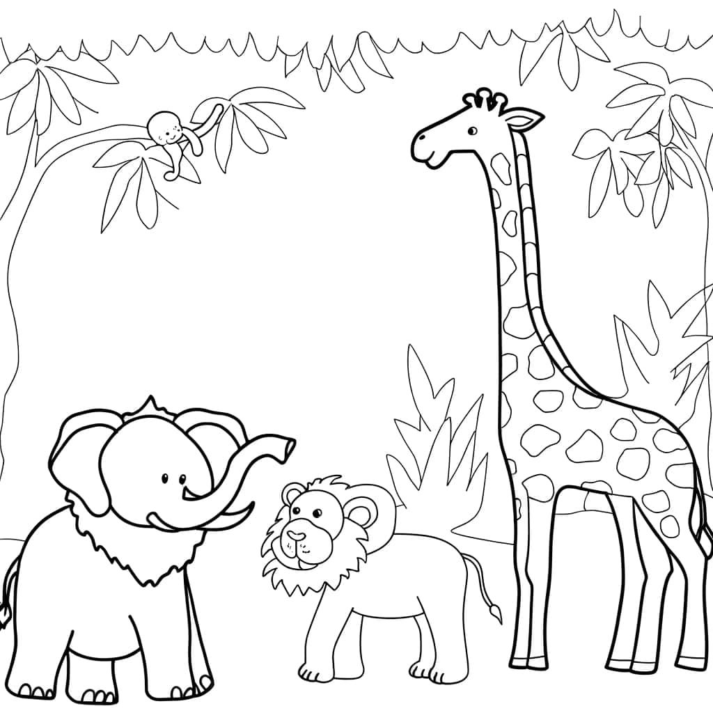 Coloriage Animaux de la jungle à imprimer et colorier