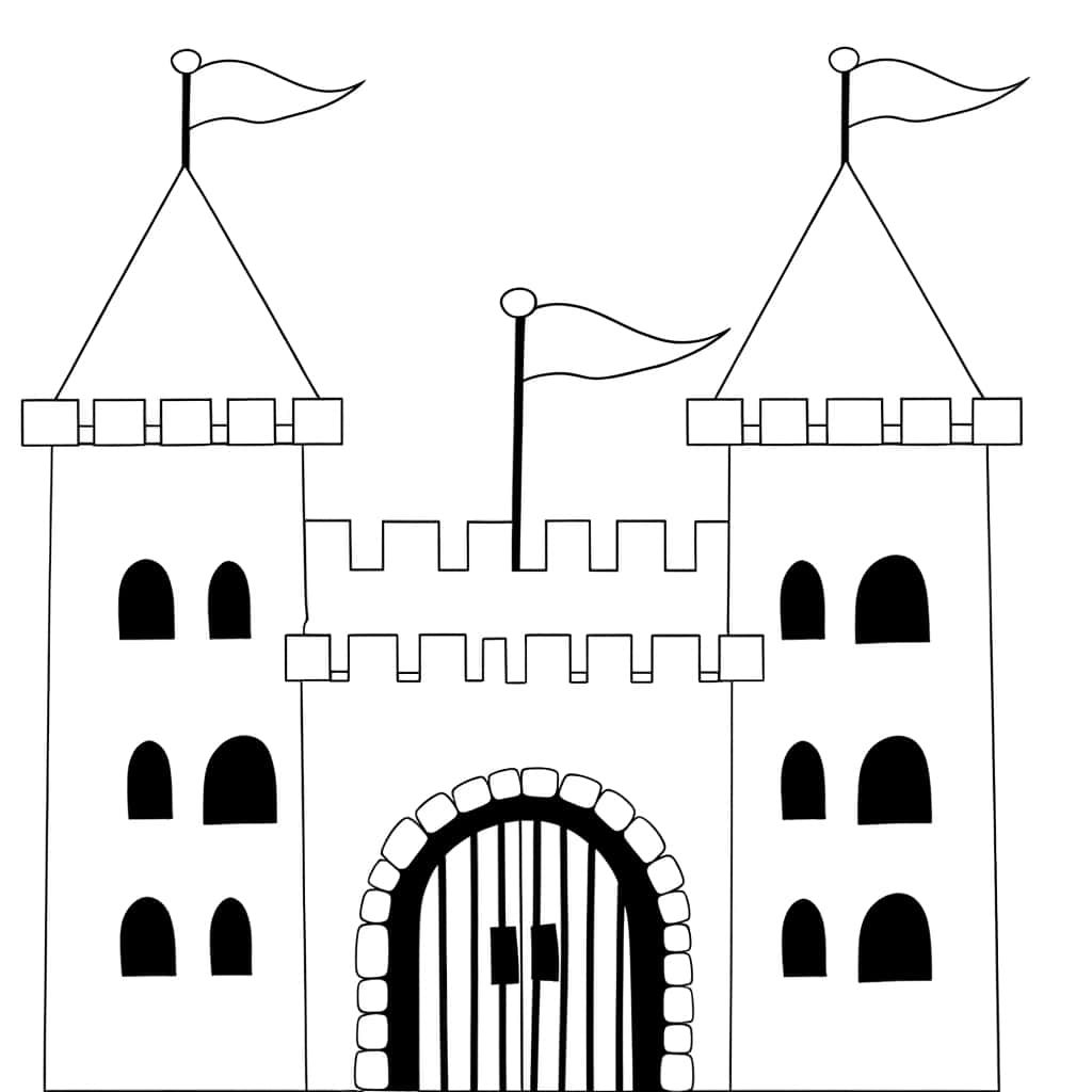 Coloriage Château médiéval à imprimer et colorier
