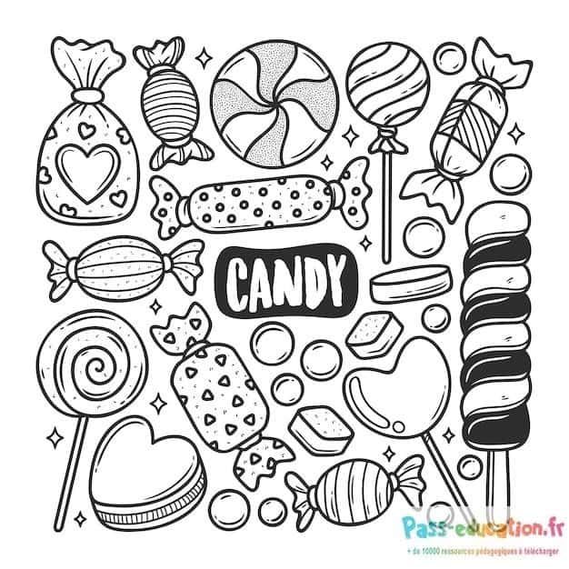 Coloriage Festin de bonbons à imprimer et colorier