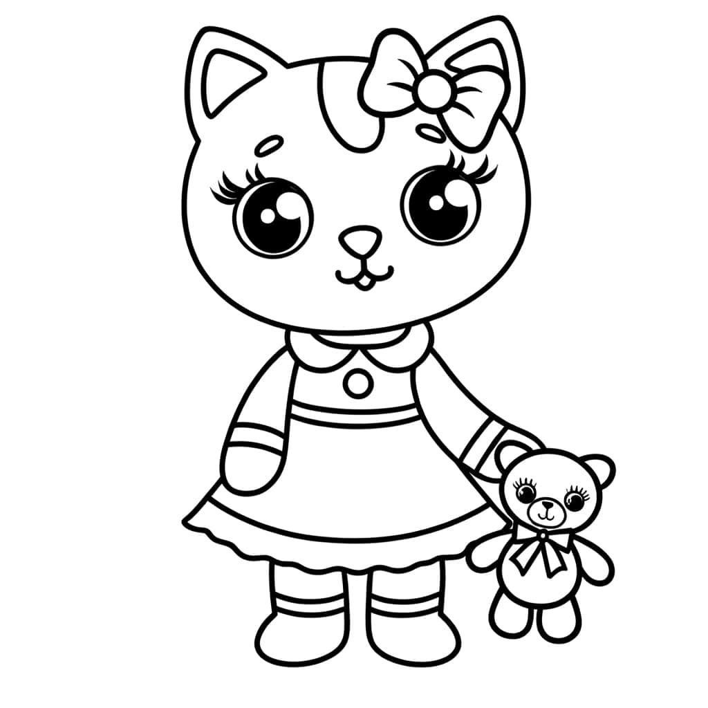 Coloriage Hello Kitty avec nounours à imprimer et colorier