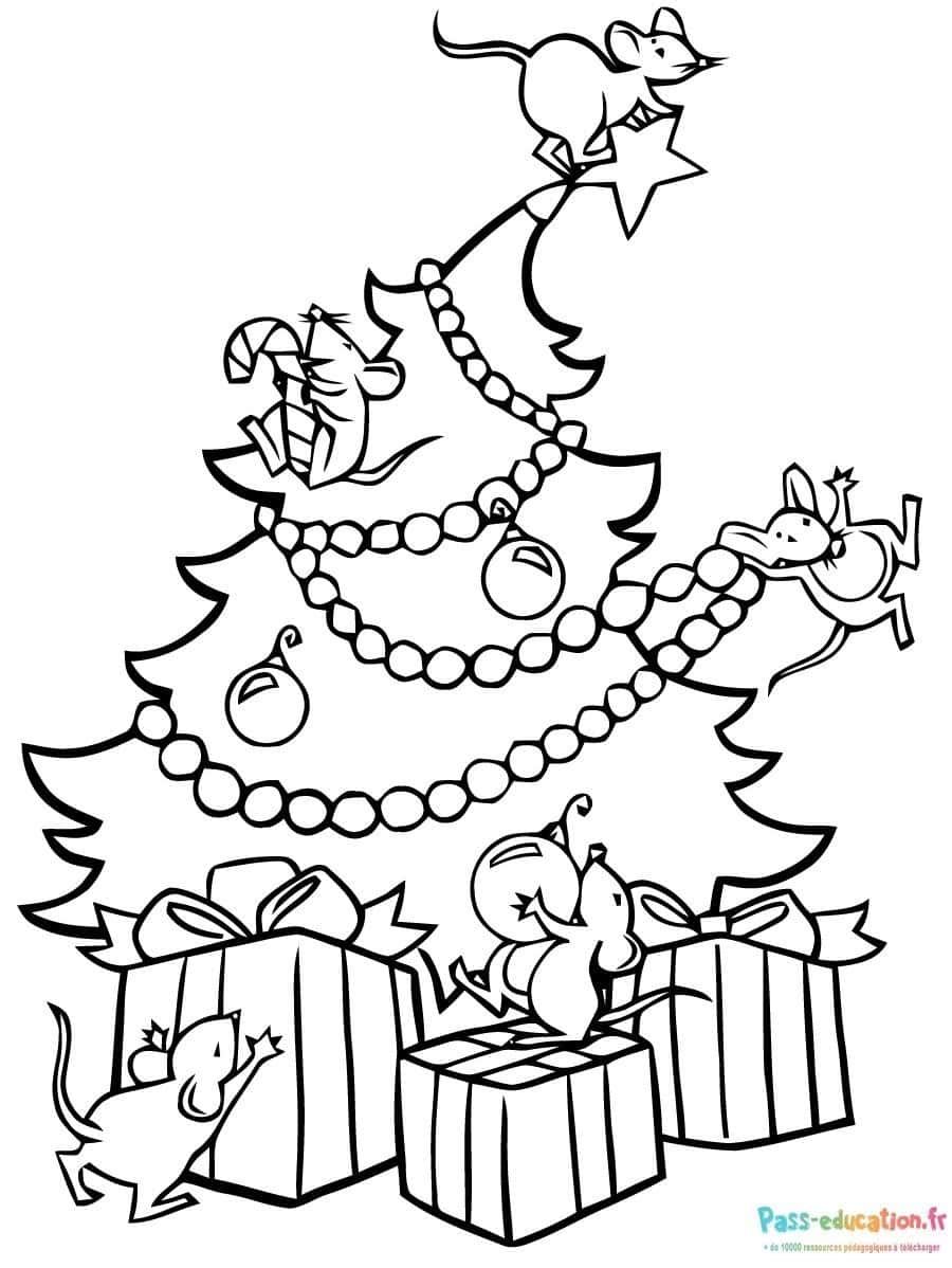 Coloriage Fête de souris dansantes à imprimer et colorier