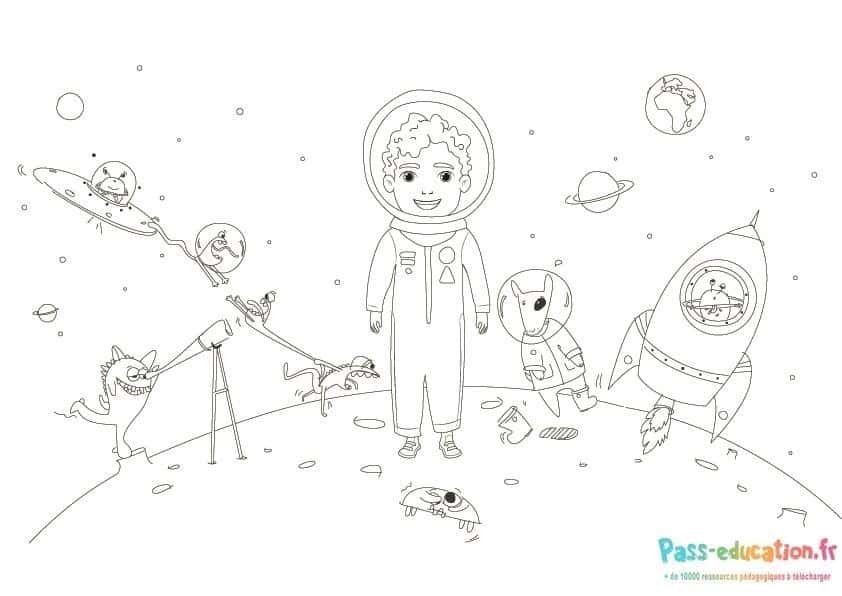 Coloriage Aventures spatiales à imprimer et colorier