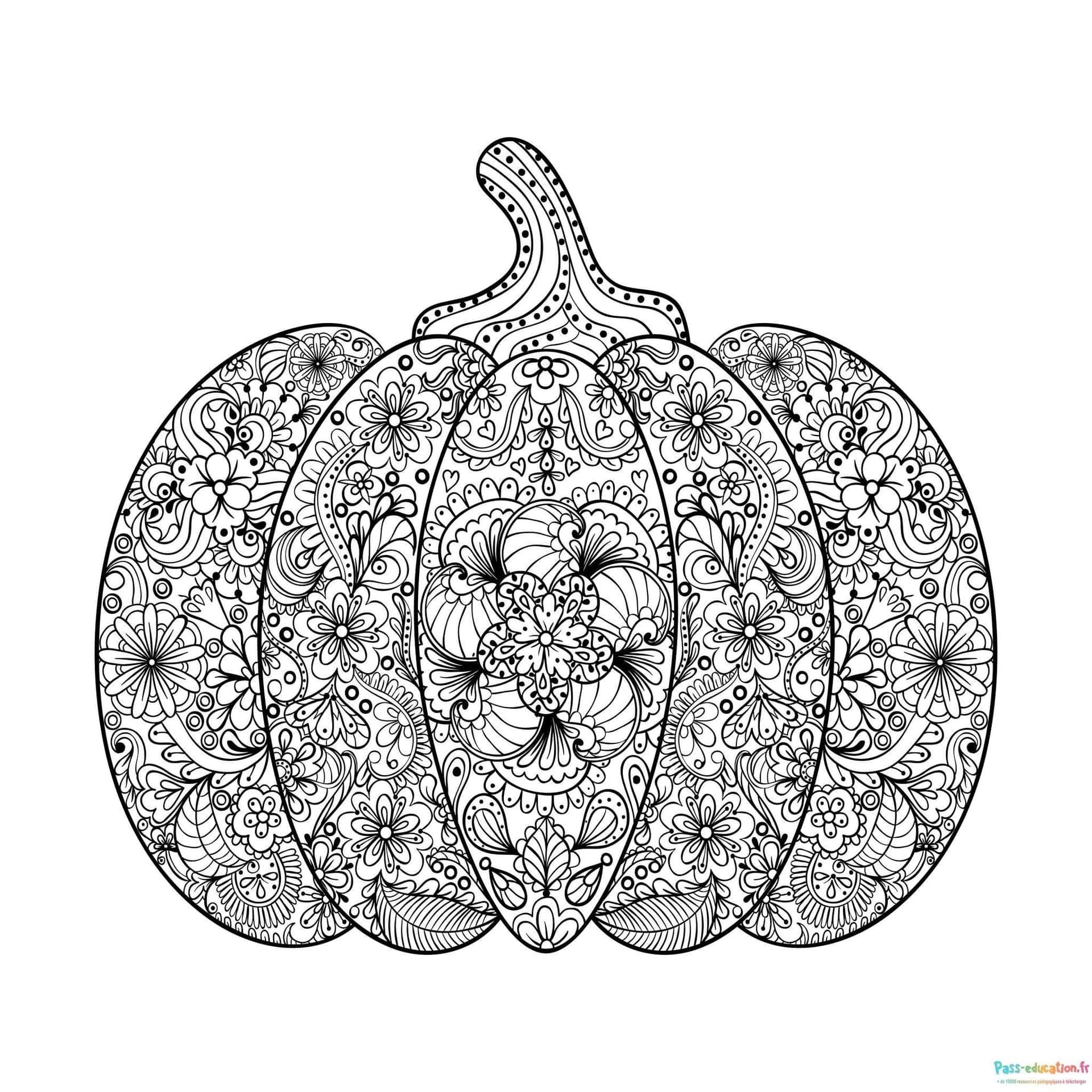 Coloriage Citrouille mandala à imprimer et colorier