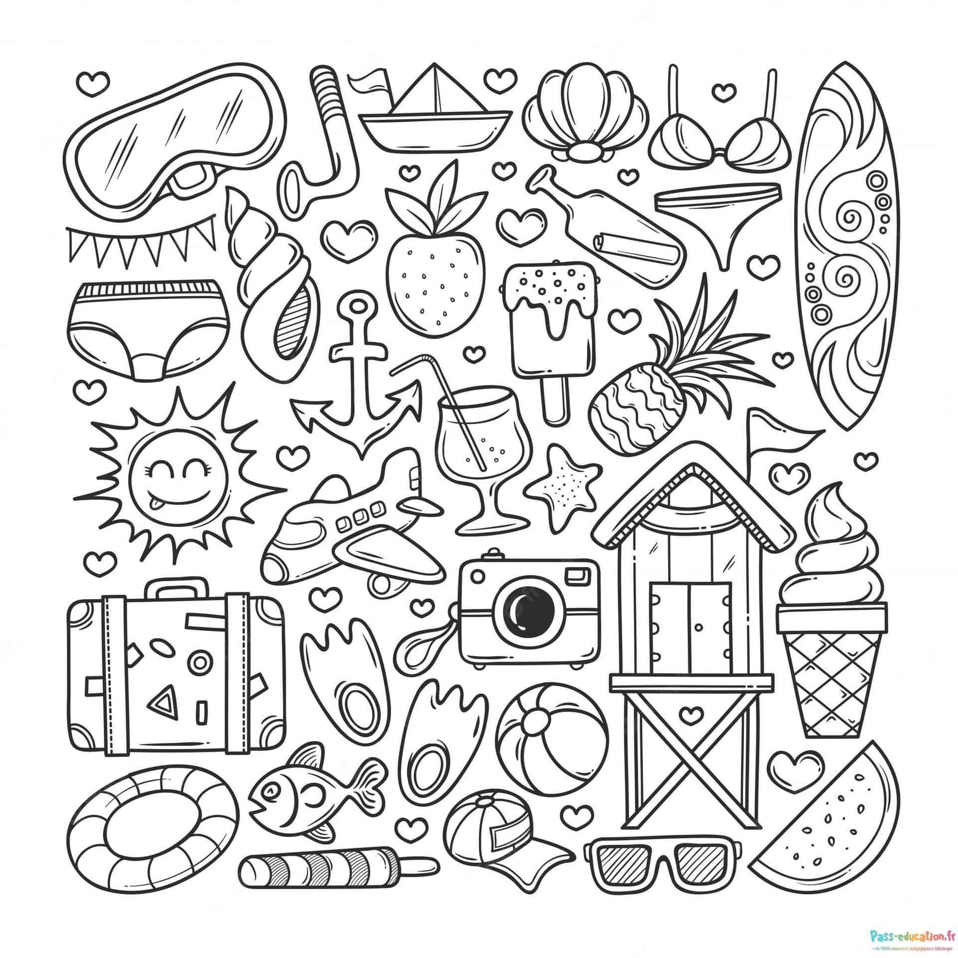 Coloriage Plaisirs d'été à imprimer et colorier
