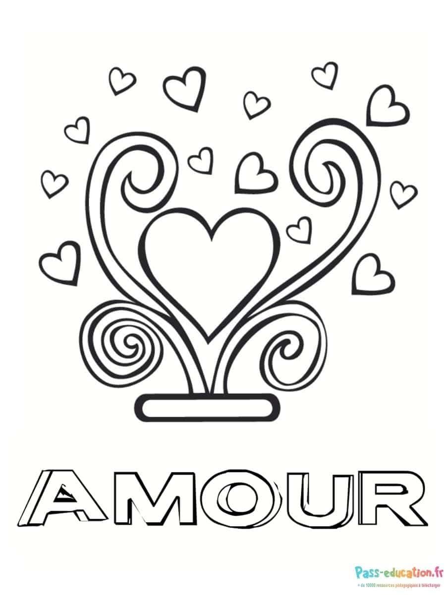 Coloriage Amour en arabesques à imprimer et colorier