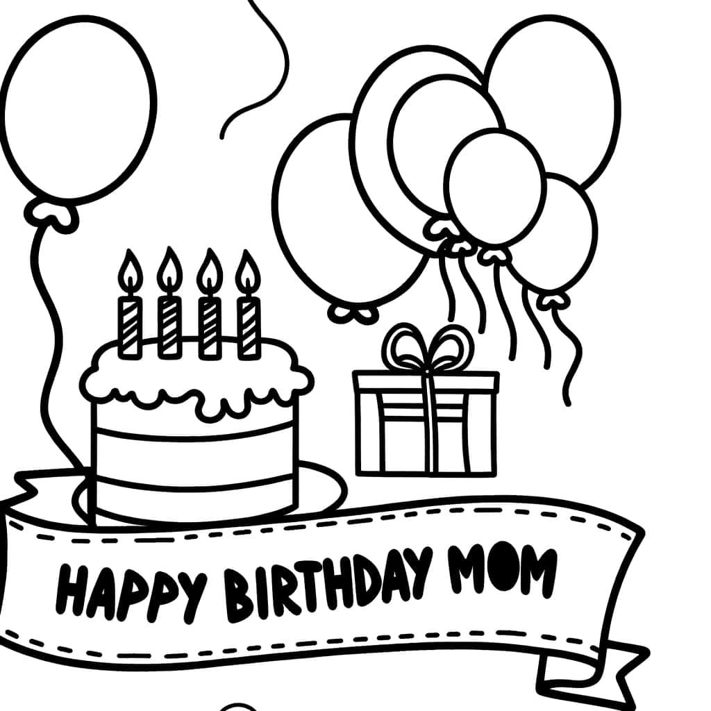 Coloriage Bon Anniversaire Maman à imprimer et colorier