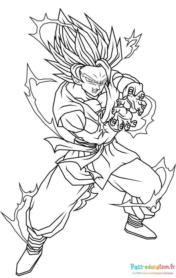 Coloriage Guerrier Saiyan à imprimer et colorier