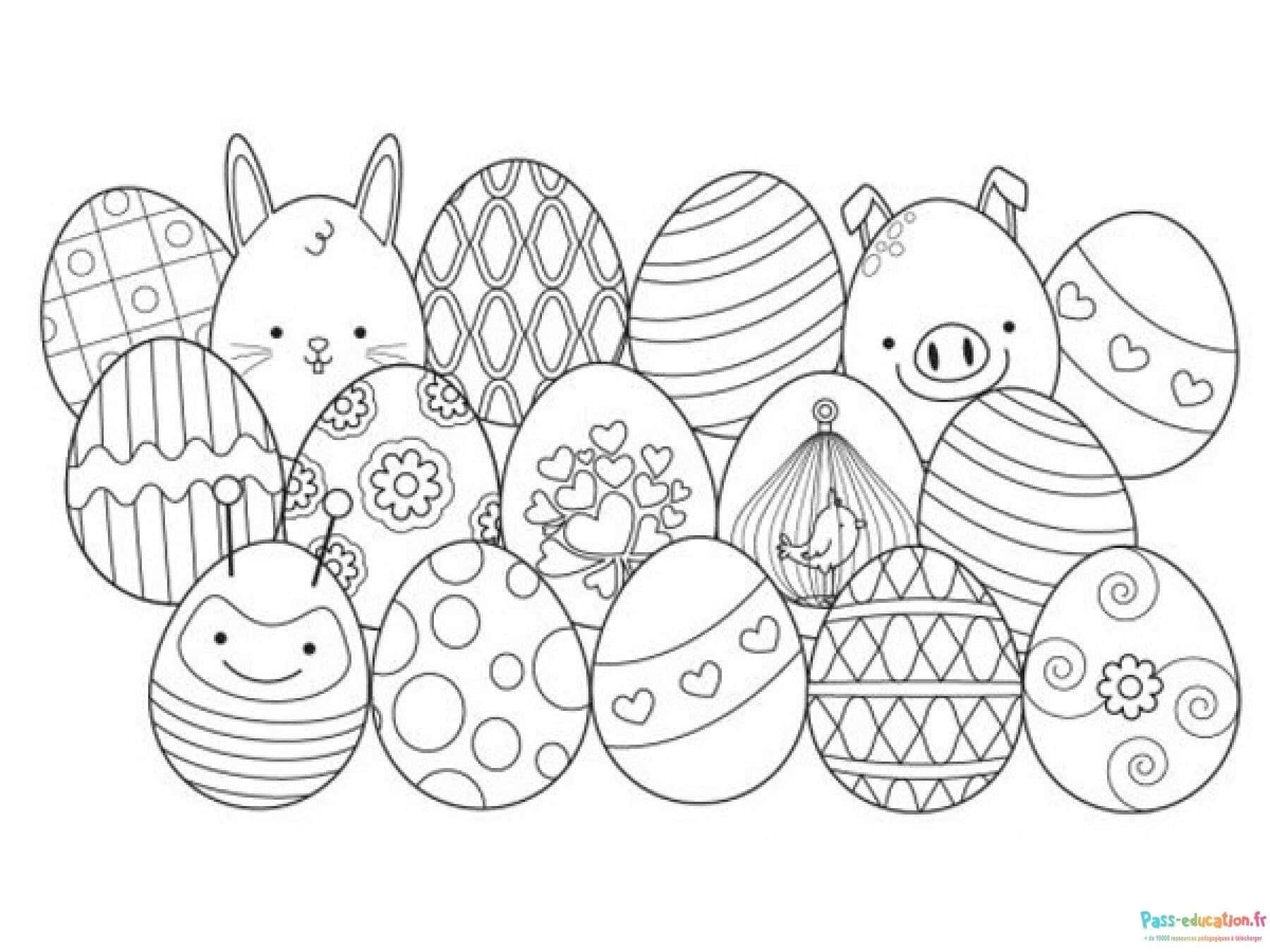 Coloriage Oeufs et animaux à imprimer et colorier