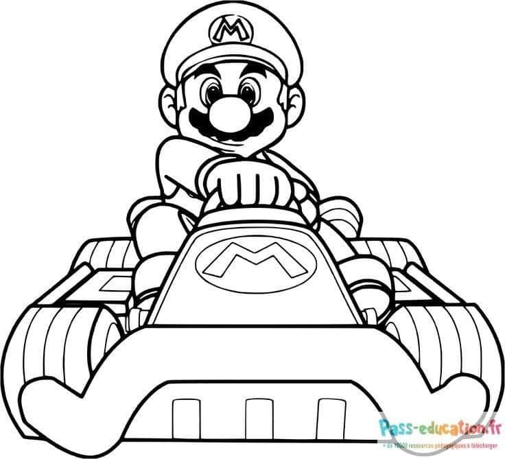 Coloriage Mario en kart à imprimer et colorier
