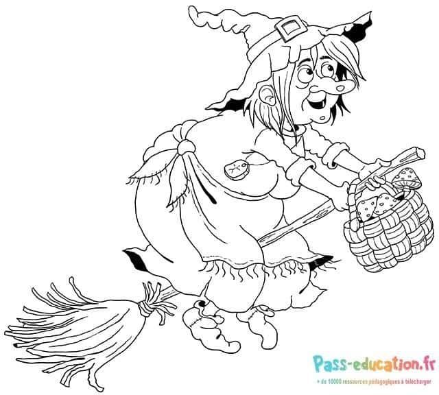 Coloriage Sorcière joviale à imprimer et colorier