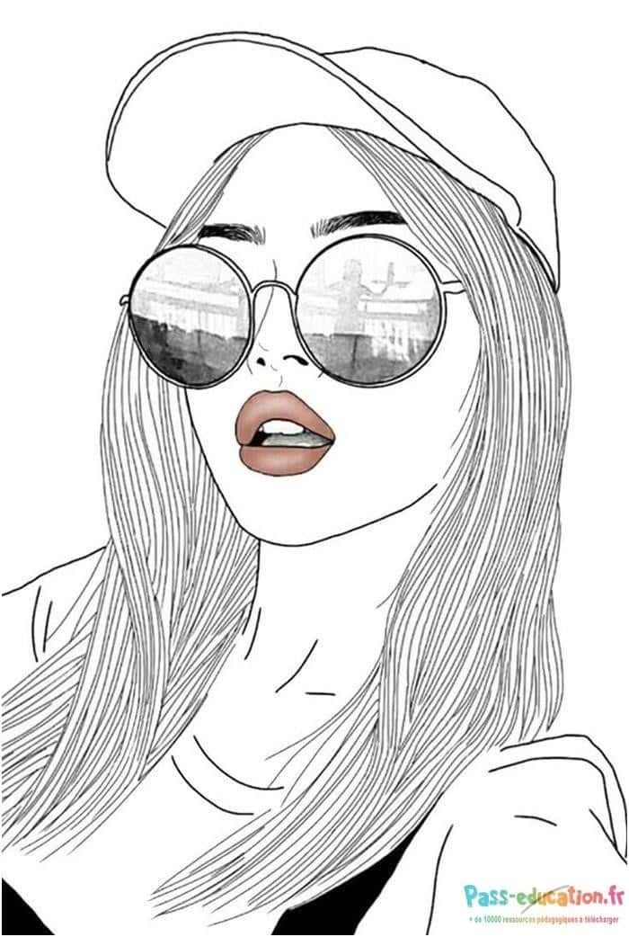 Coloriage Jeune fille dessinée à imprimer et colorier