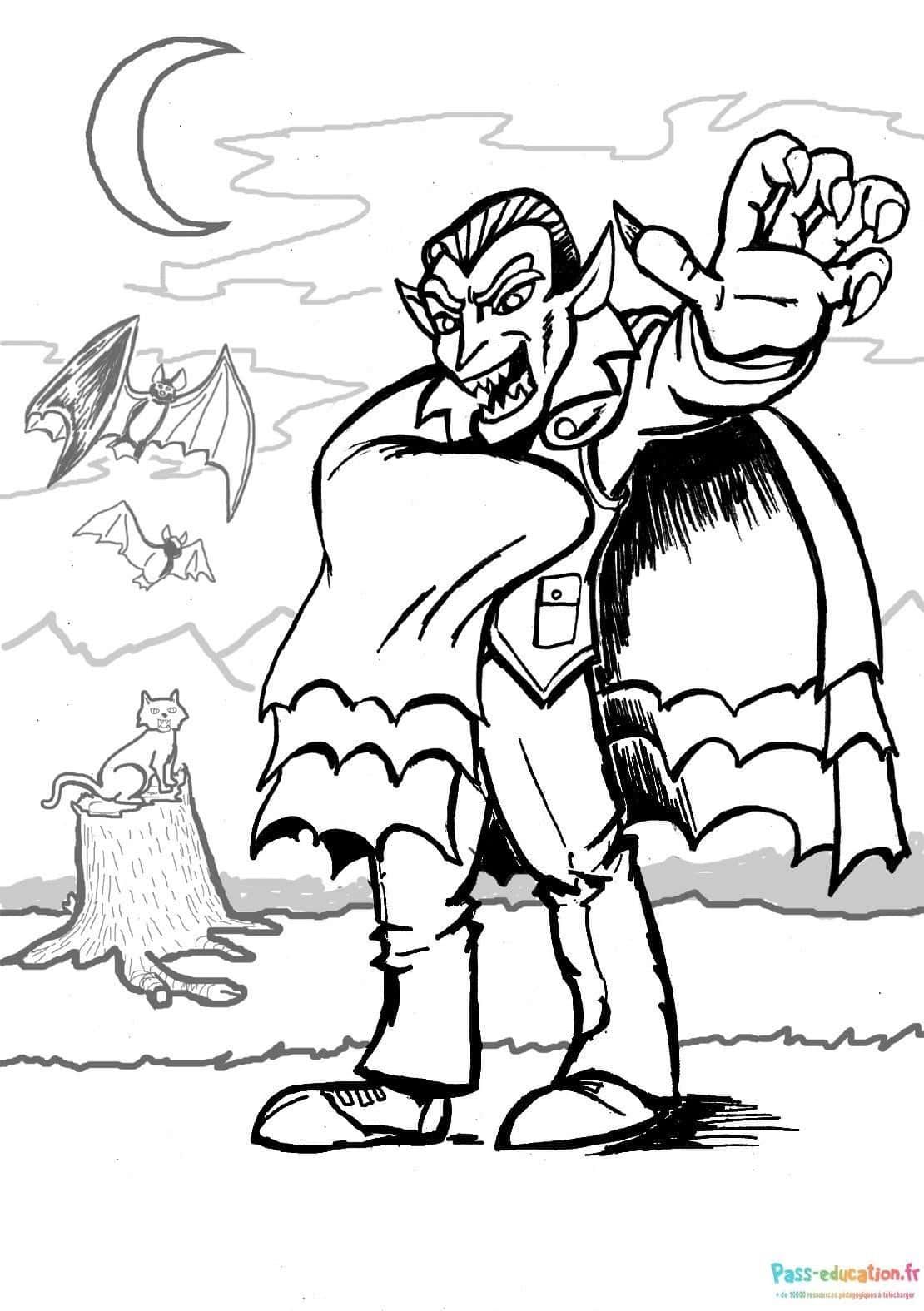 Coloriage Dracula menaçant à imprimer et colorier