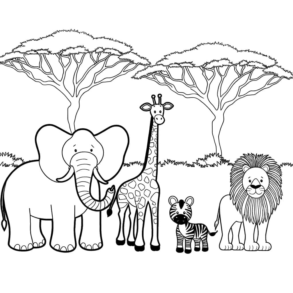 Coloriage Animaux de la savane à imprimer et colorier