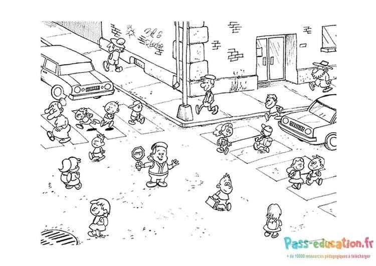 Coloriage Traversée piétonne à imprimer et colorier