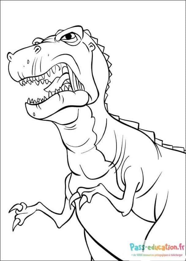 Coloriage T-Rex souriant à imprimer et colorier