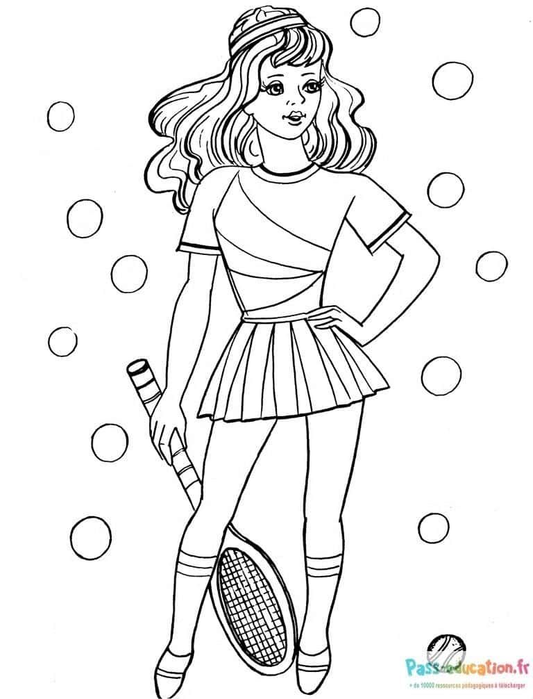 Coloriage Joueuse de tennis à imprimer et colorier