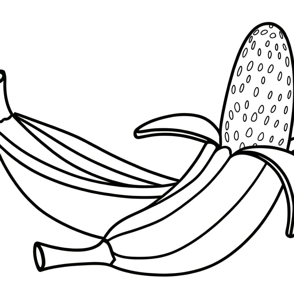 Coloriage Banane ouverte à imprimer et colorier