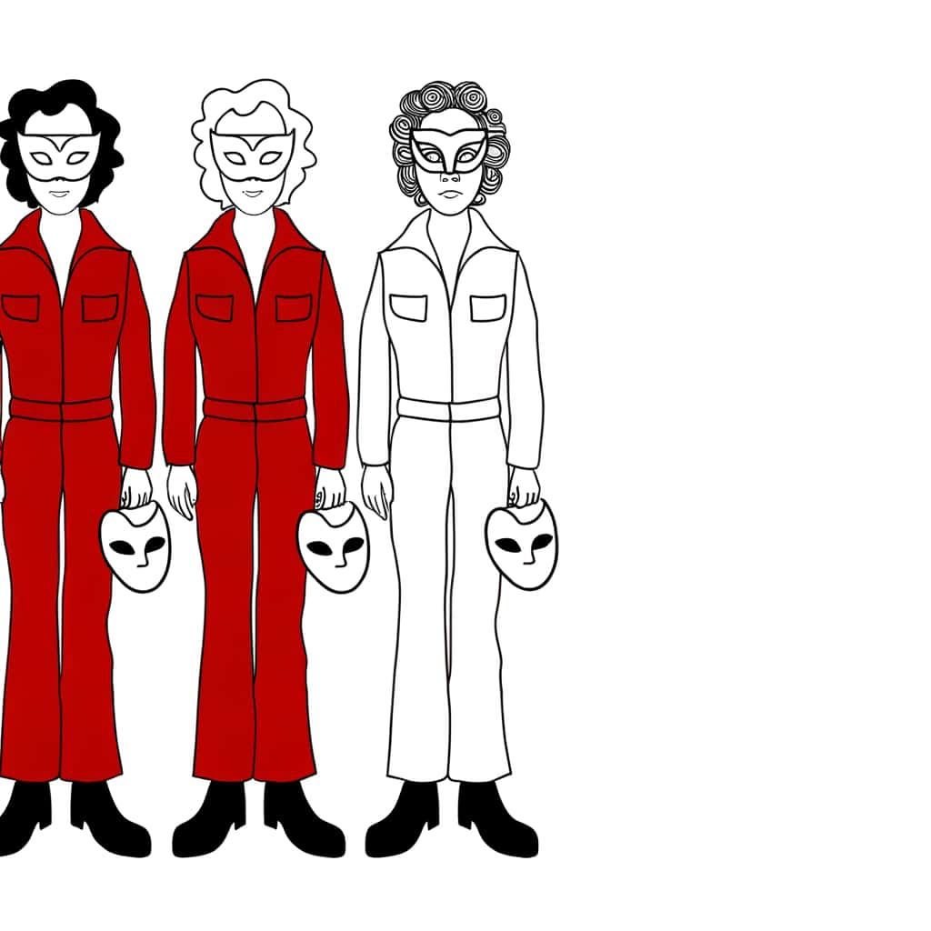 Coloriage La Casa de Papel déguisements à imprimer et colorier