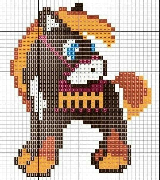 Coloriage Cheval pixel à imprimer et colorier