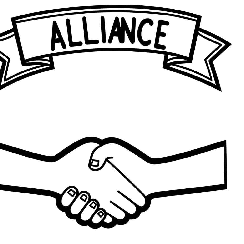 Coloriage Poignée de main Alliance à imprimer et colorier
