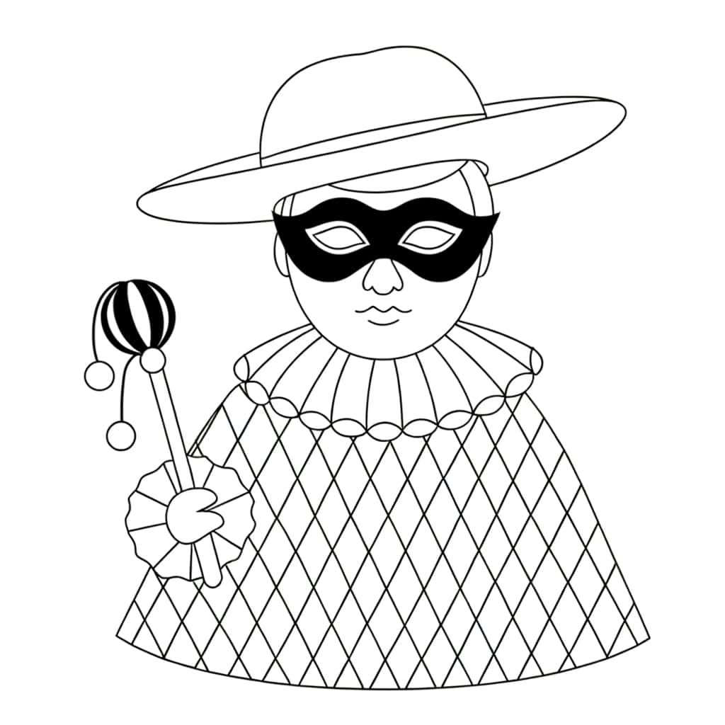 Coloriage Arlequin rétro à imprimer et colorier