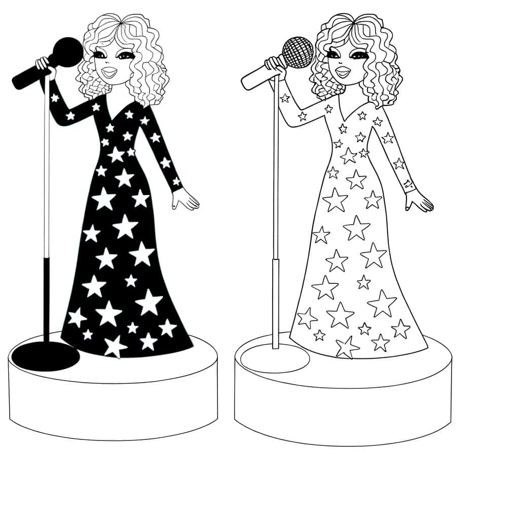 Coloriage Chanteuse étoilée à imprimer et colorier