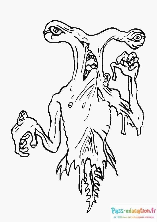 Coloriage Monstre effrayant à imprimer et colorier