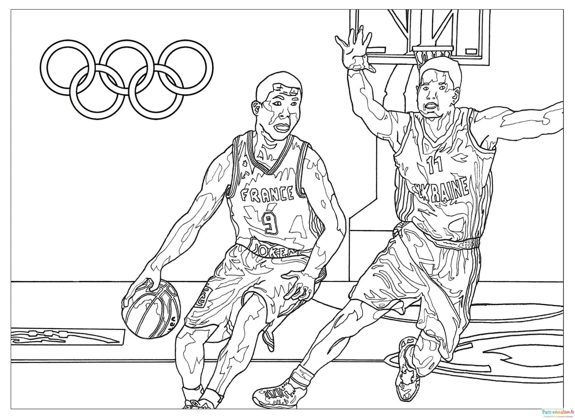 Coloriage Duel de basket à imprimer et colorier