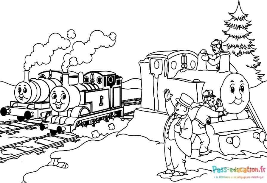 Coloriage Trains souriants à imprimer et colorier