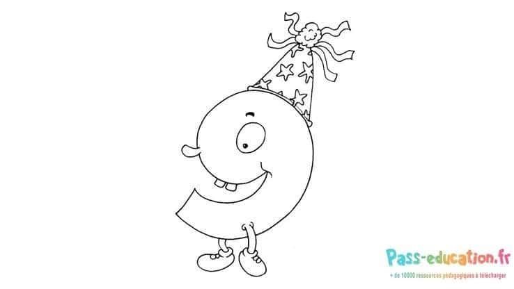 Coloriage Chiffre joyeux fêtard à imprimer et colorier
