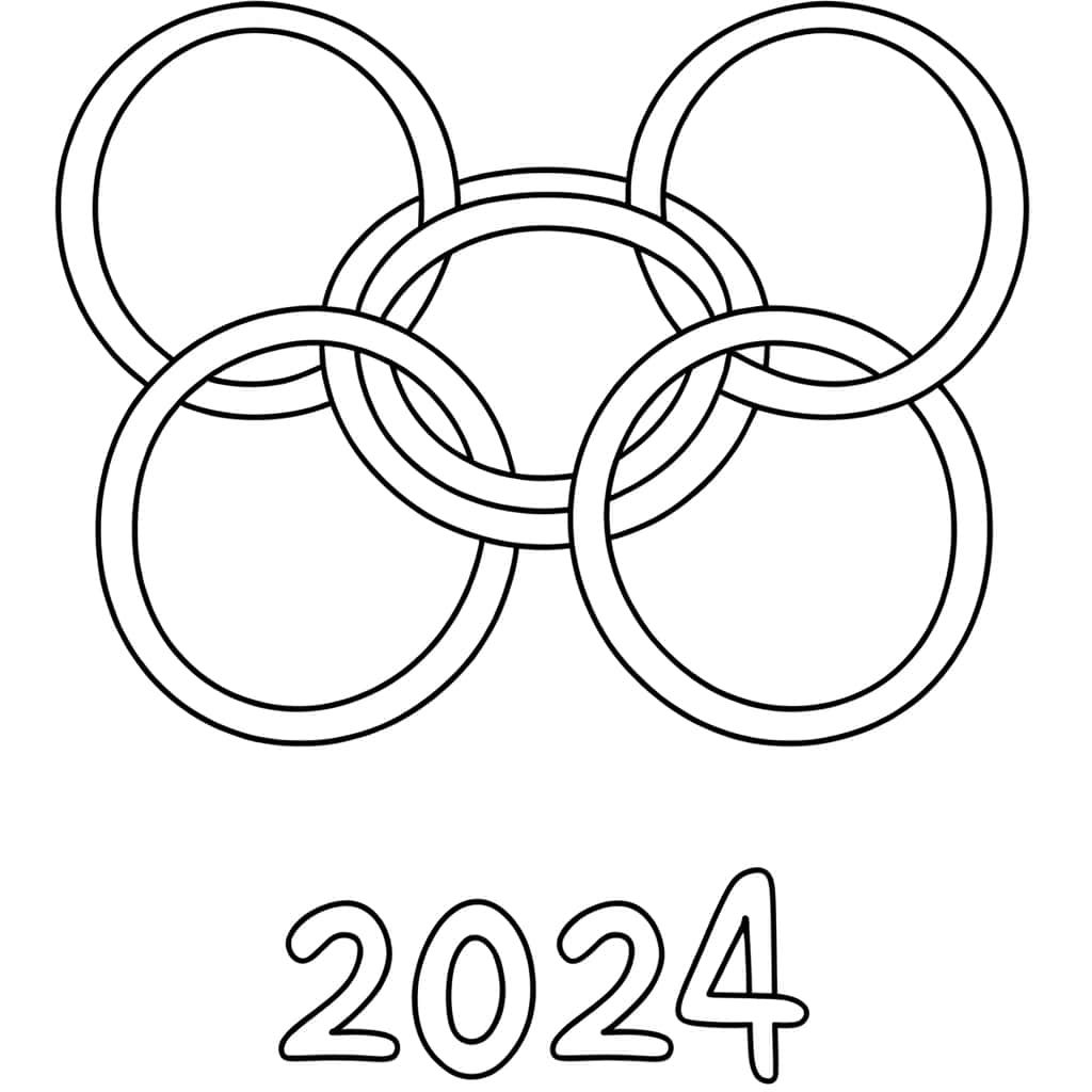 Coloriage Anneaux Olympiques 2024 à imprimer et colorier