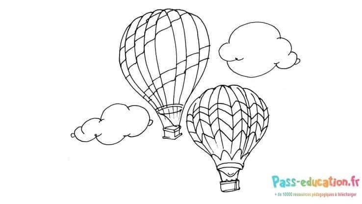 Coloriage Ballons et nuages à imprimer et colorier