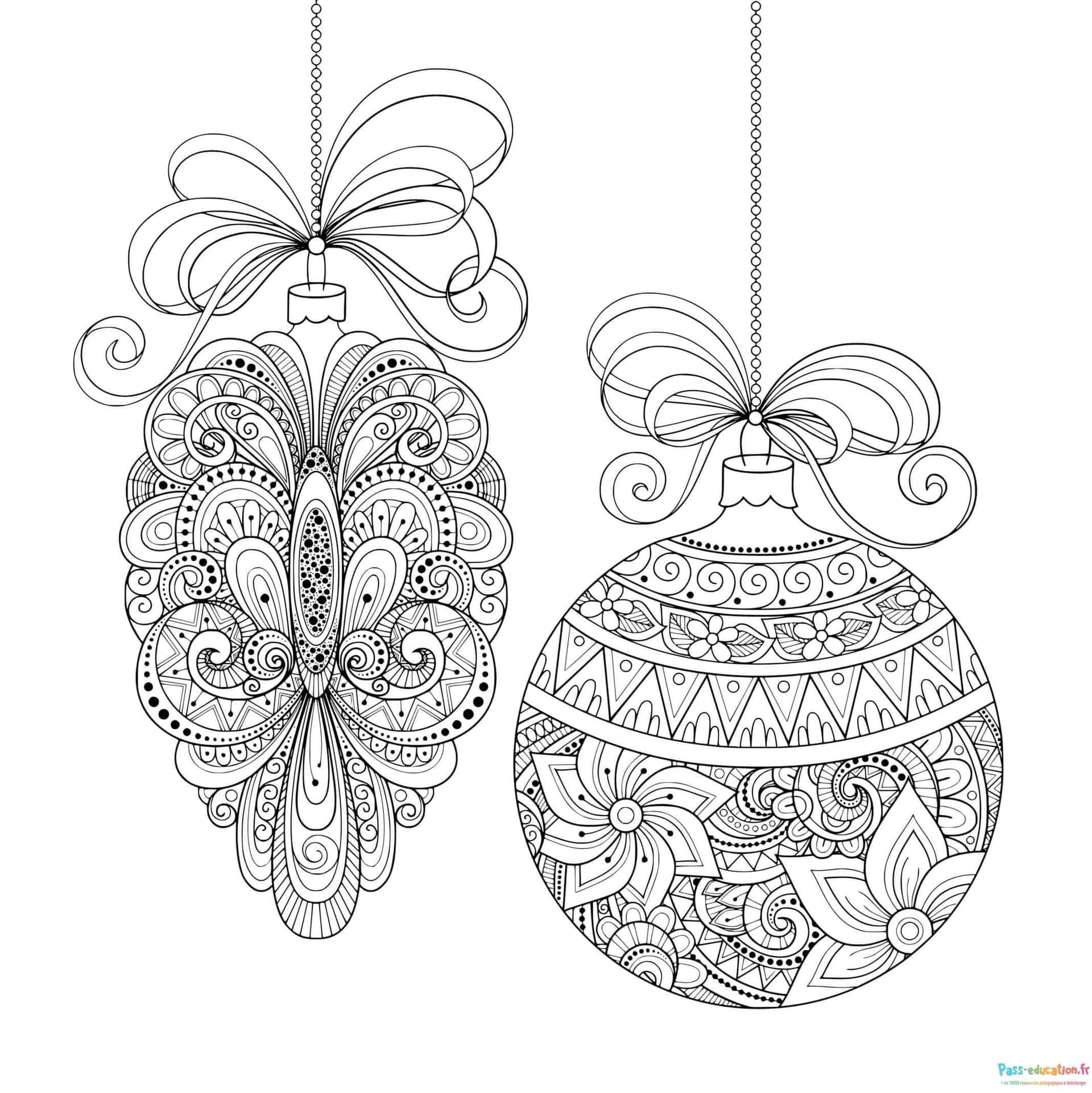 Coloriage Boules de Noël décoratives à imprimer et colorier