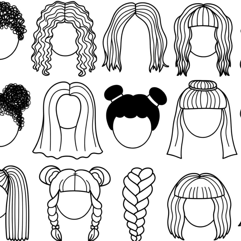 Coloriage Styles de coiffures à imprimer et colorier