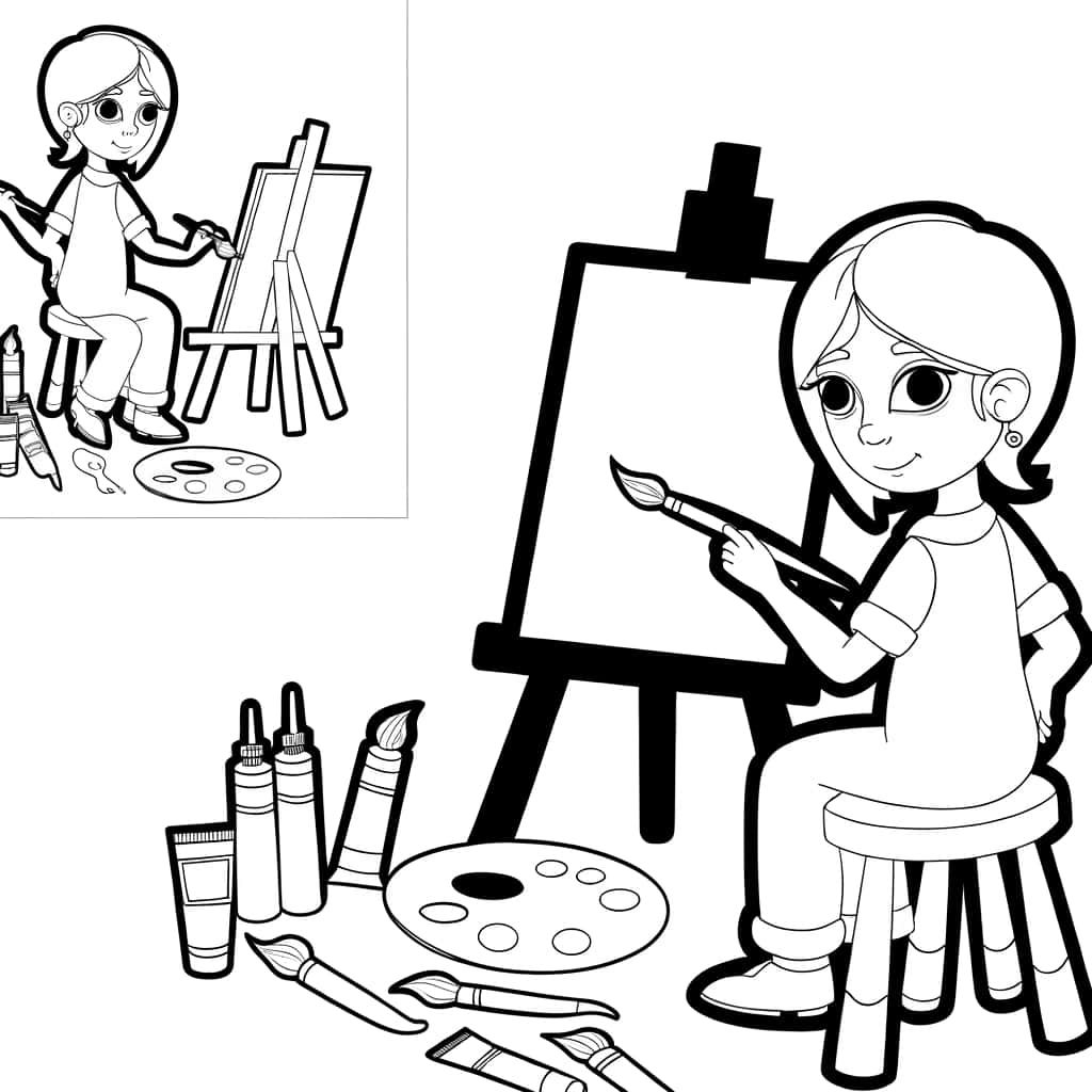 Coloriage Atelier de peinture à imprimer et colorier