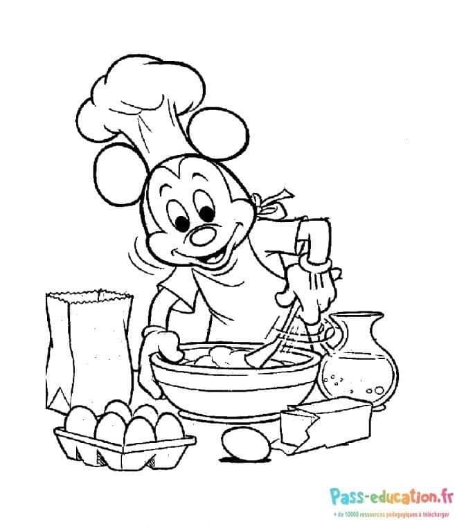 Coloriage Souris cuisinière à imprimer et colorier