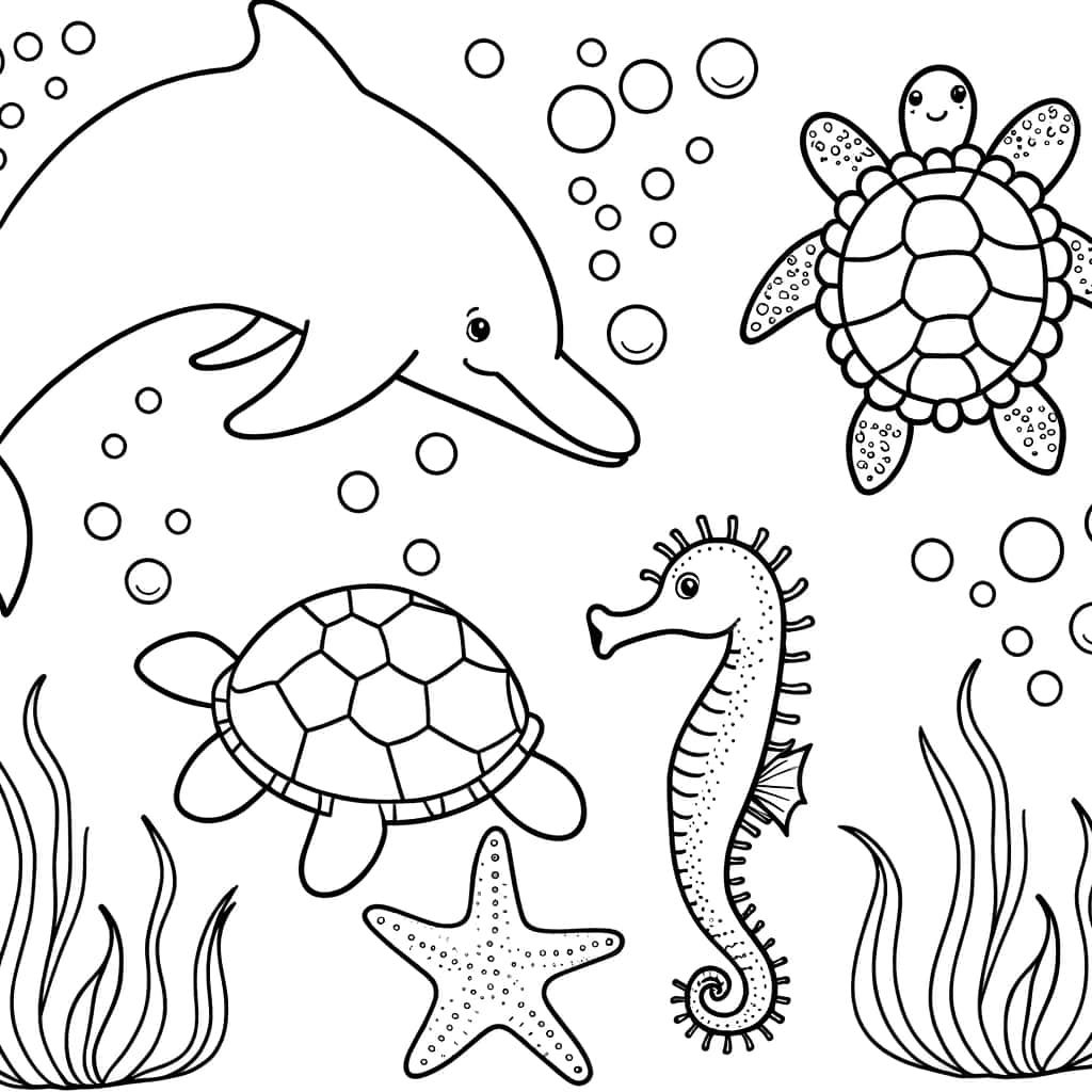 Coloriage Animaux marins à imprimer et colorier