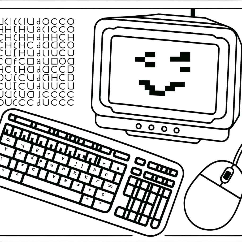 Coloriage Ordinateur Ascii Art à imprimer et colorier