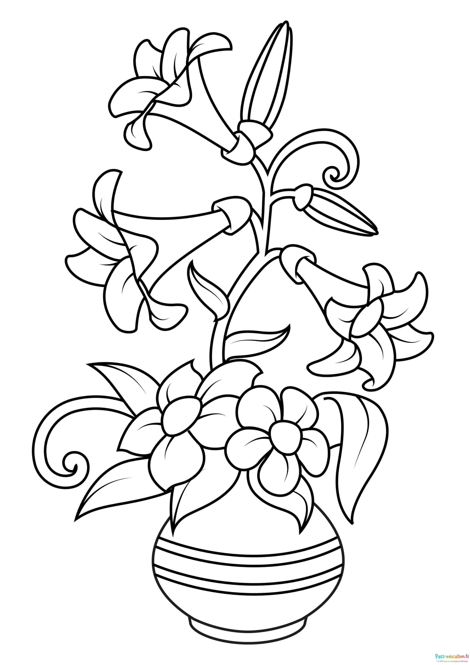 Coloriage Bouquet en vase à imprimer et colorier