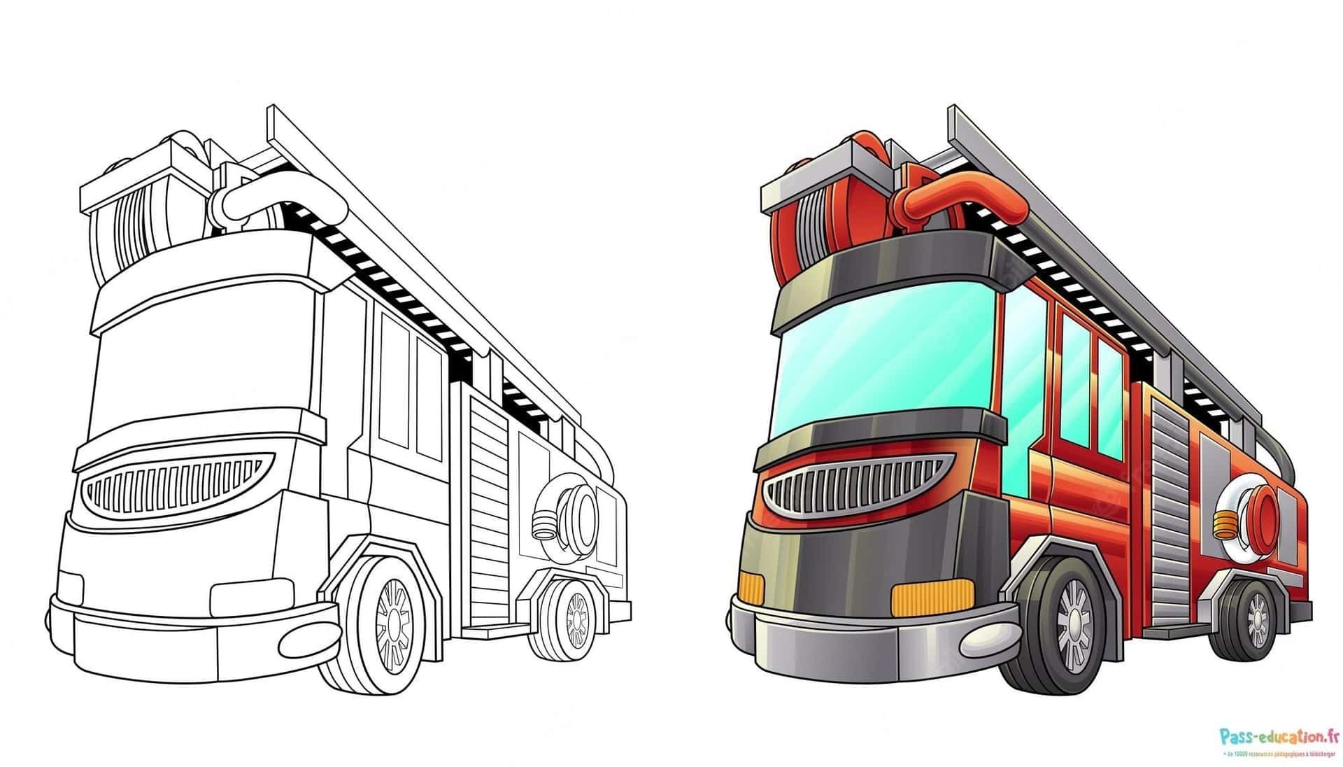Coloriage Camion de pompier à imprimer et colorier