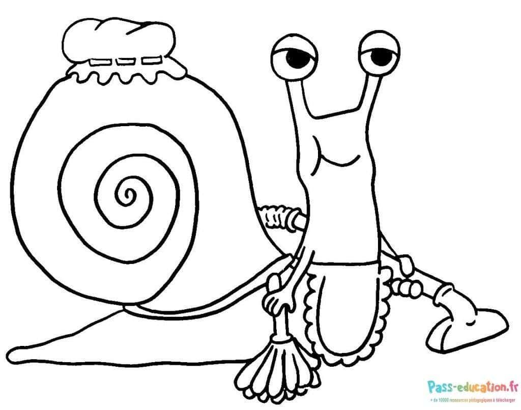 Coloriage Escargot de nettoyage à imprimer et colorier