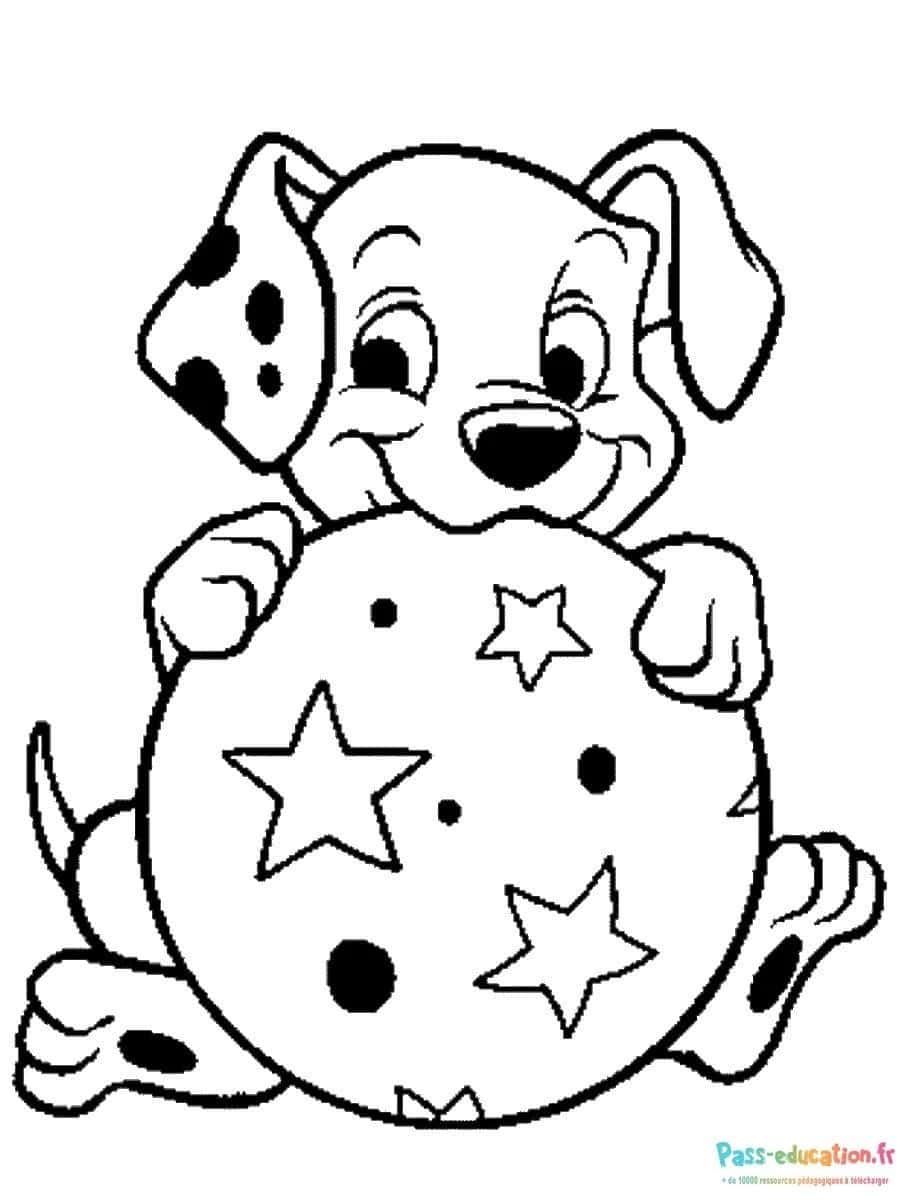 Coloriage Chiot joue avec balle à imprimer et colorier