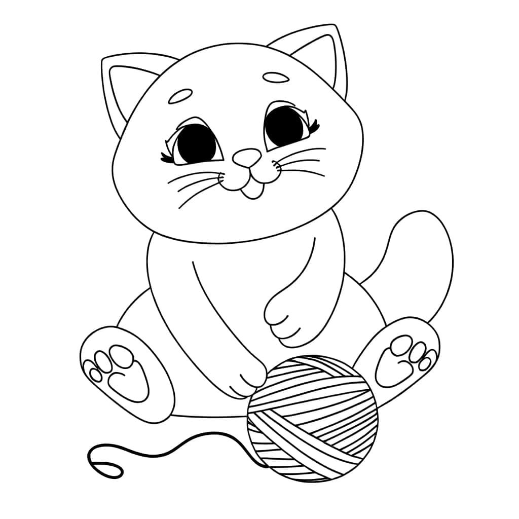 Coloriage Chaton jouant à imprimer et colorier