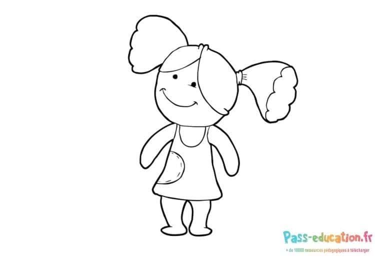 Coloriage Petite fille souriante à imprimer et colorier