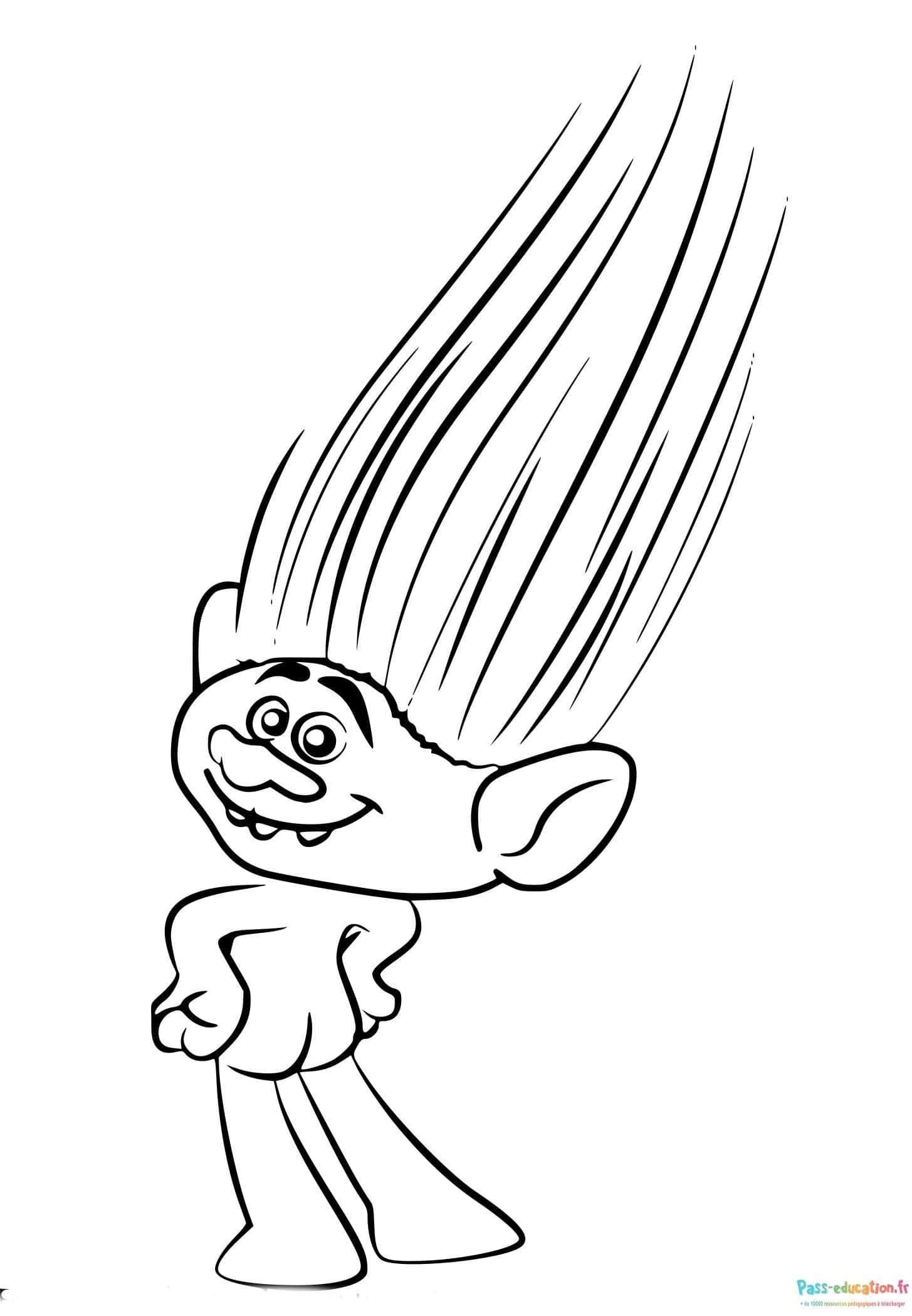 Coloriage Troll joyeux à imprimer et colorier