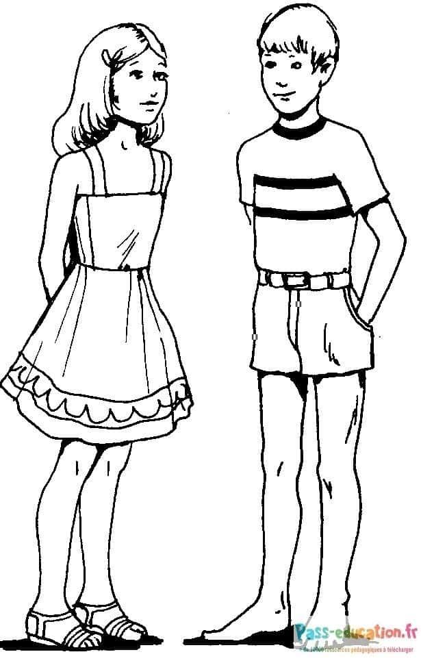 Coloriage Garçon et fille à imprimer et colorier