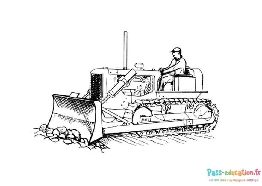 Coloriage Bulldozer en action à imprimer et colorier