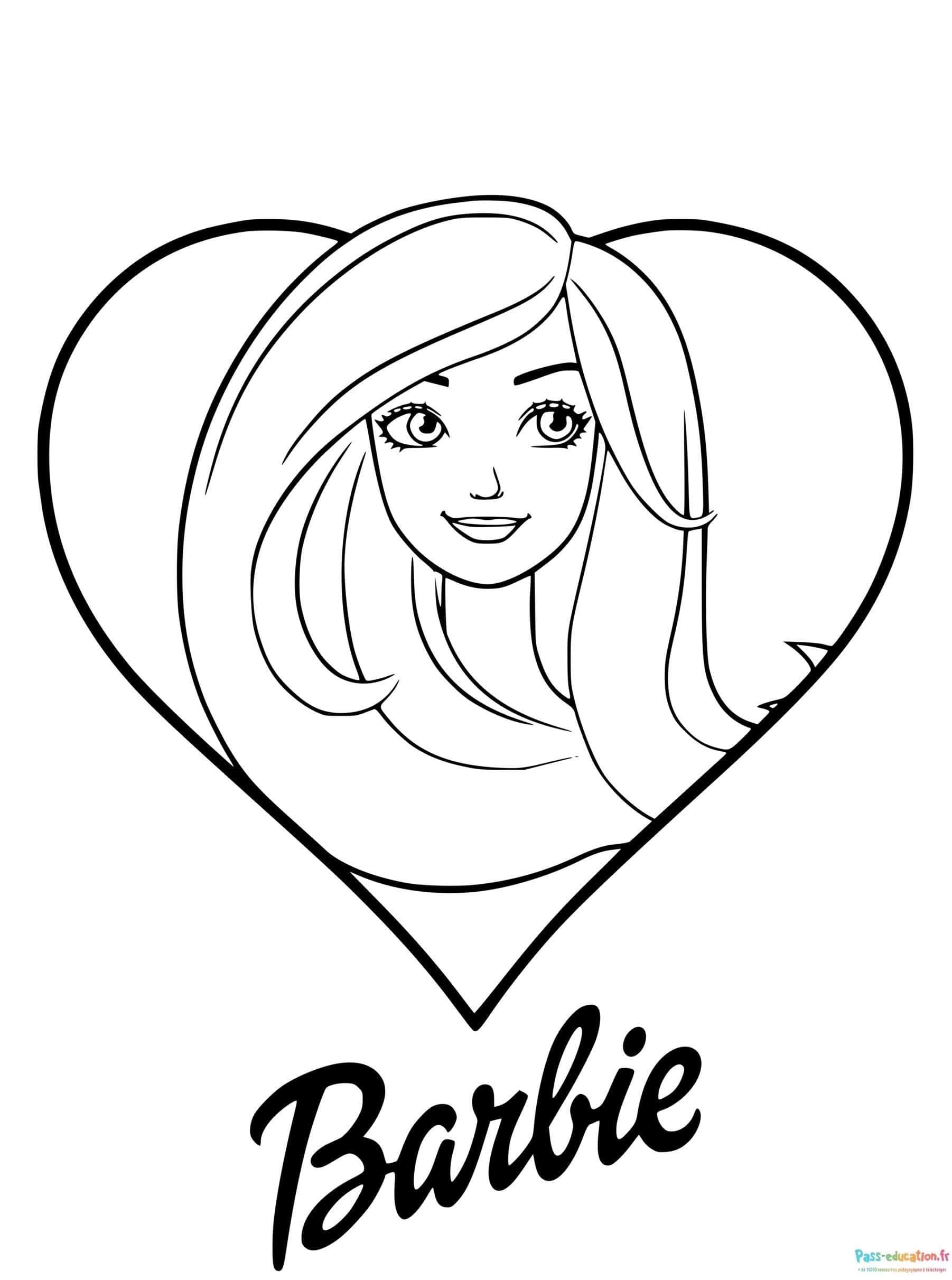 Coloriage Coeur Barbie à imprimer et colorier