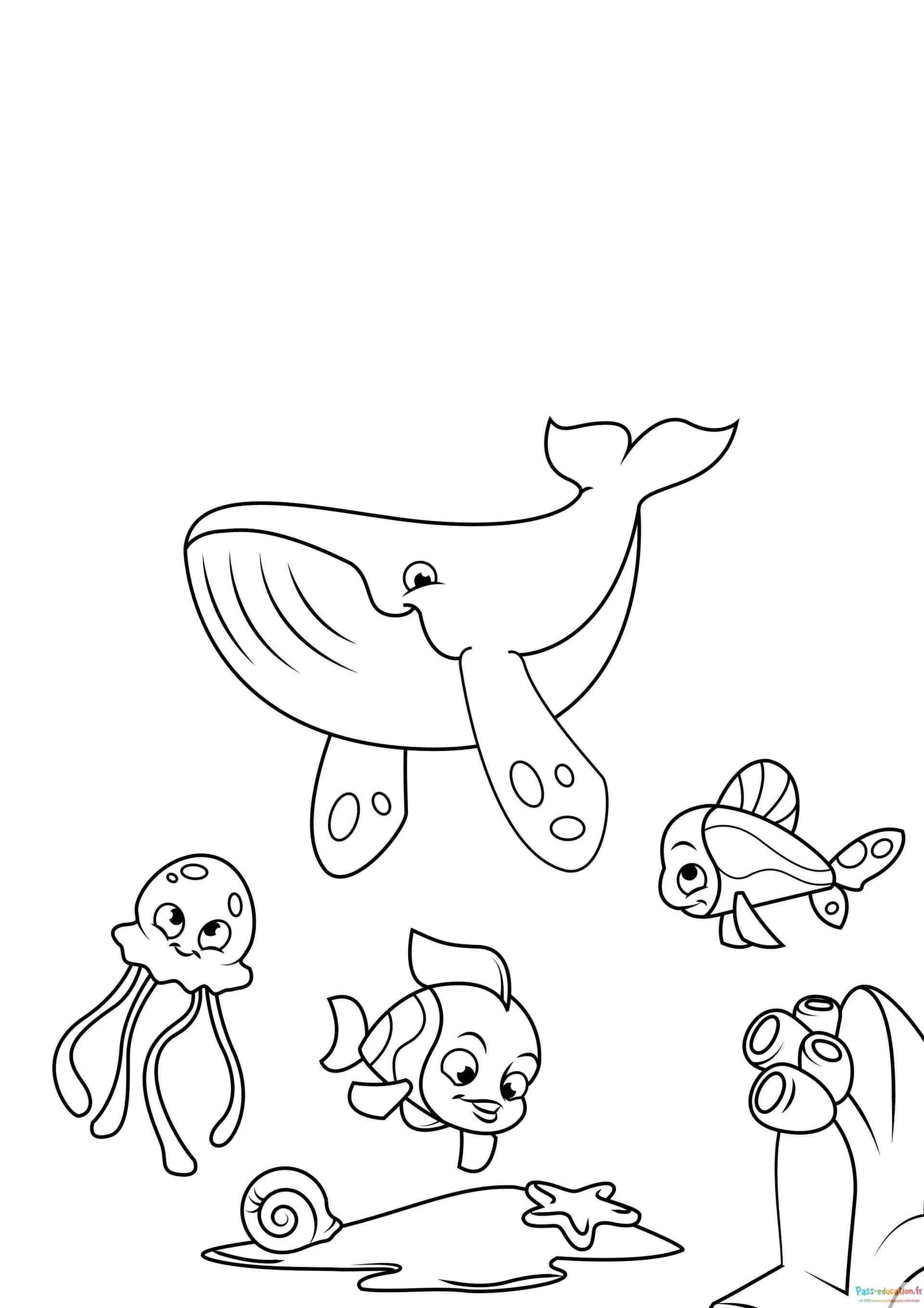 Coloriage Famille sous-marine à imprimer et colorier